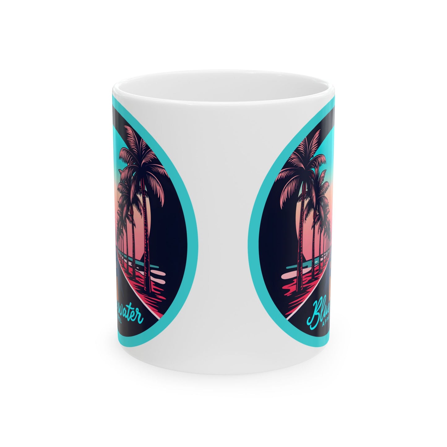 Retro Graphic Ceramic Mug - Palm Tree Road by Blue Water Apparel