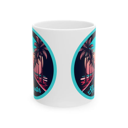 Retro Graphic Ceramic Mug - Palm Tree Road by Blue Water Apparel