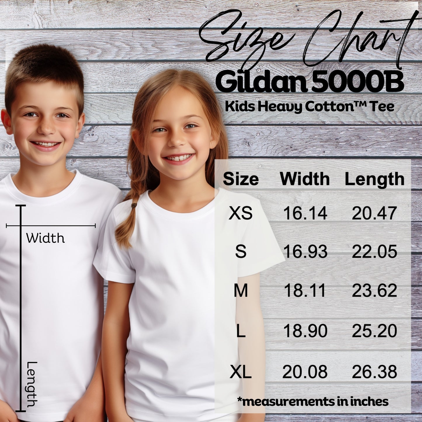 child's unisex size chart for gildan heavy cotton tee