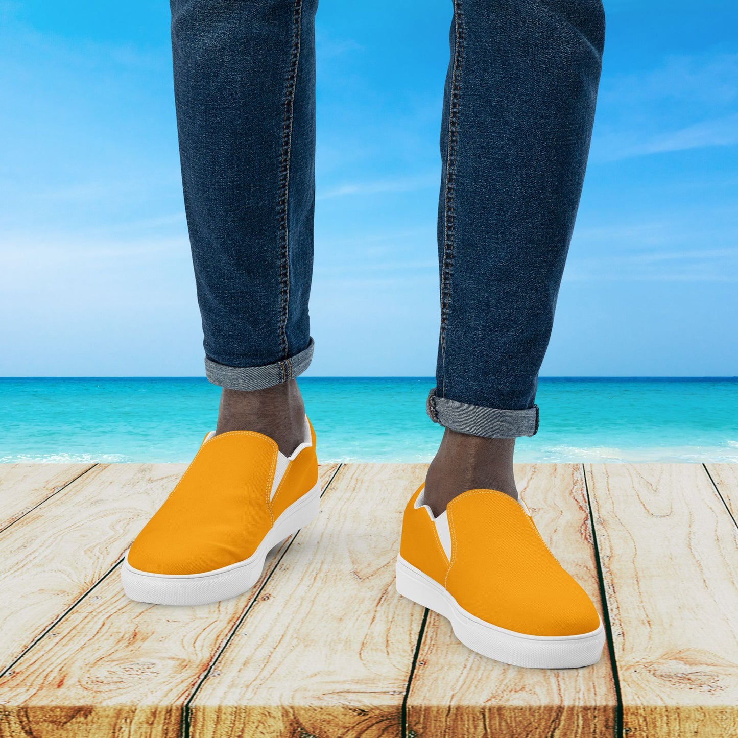 Gold Men's Slip-On Canvas Shoes to Match Our Vintage Collection T-Shirts!