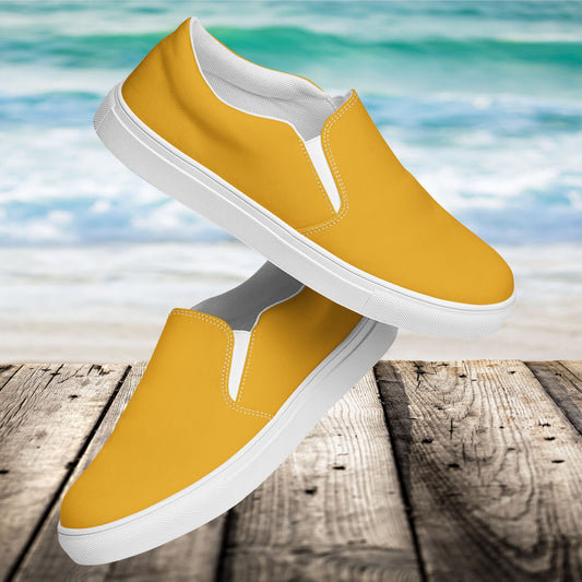 Gold Men’s Slip-On Canvas Shoes to Match Our Vintage & Retro Collections Hooded Sweatshirts!