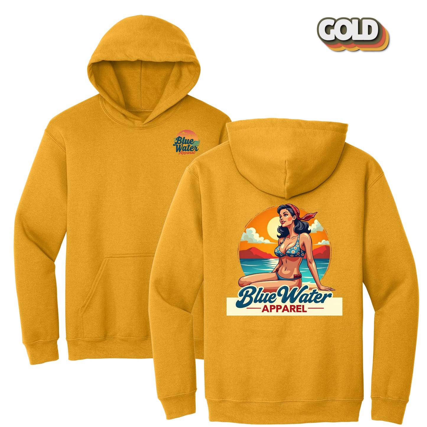 Vintage Graphic Hoodie - Vintage Pin-Up by Blue Water Apparel