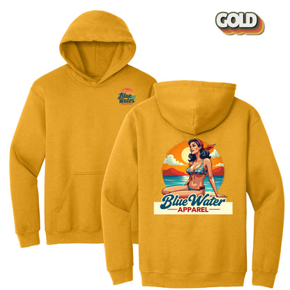 Vintage Graphic Hoodie - Vintage Pin-Up by Blue Water Apparel