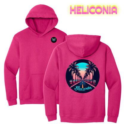 Retro Graphic Hoodie - Palm Tree Road by Blue Water Apparel