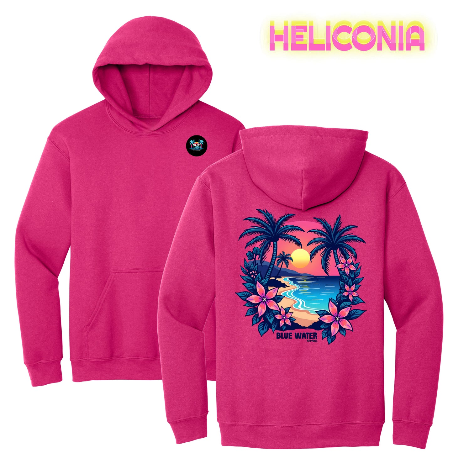 Retro Graphic Hoodie - Tropical Sunset by Blue Water Apparel
