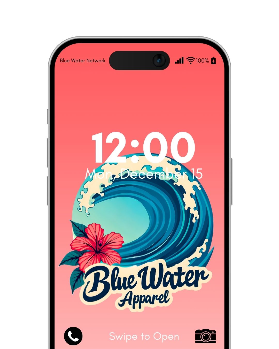 hibiscus wave salmon android wallpaper mockup by blue water apparel