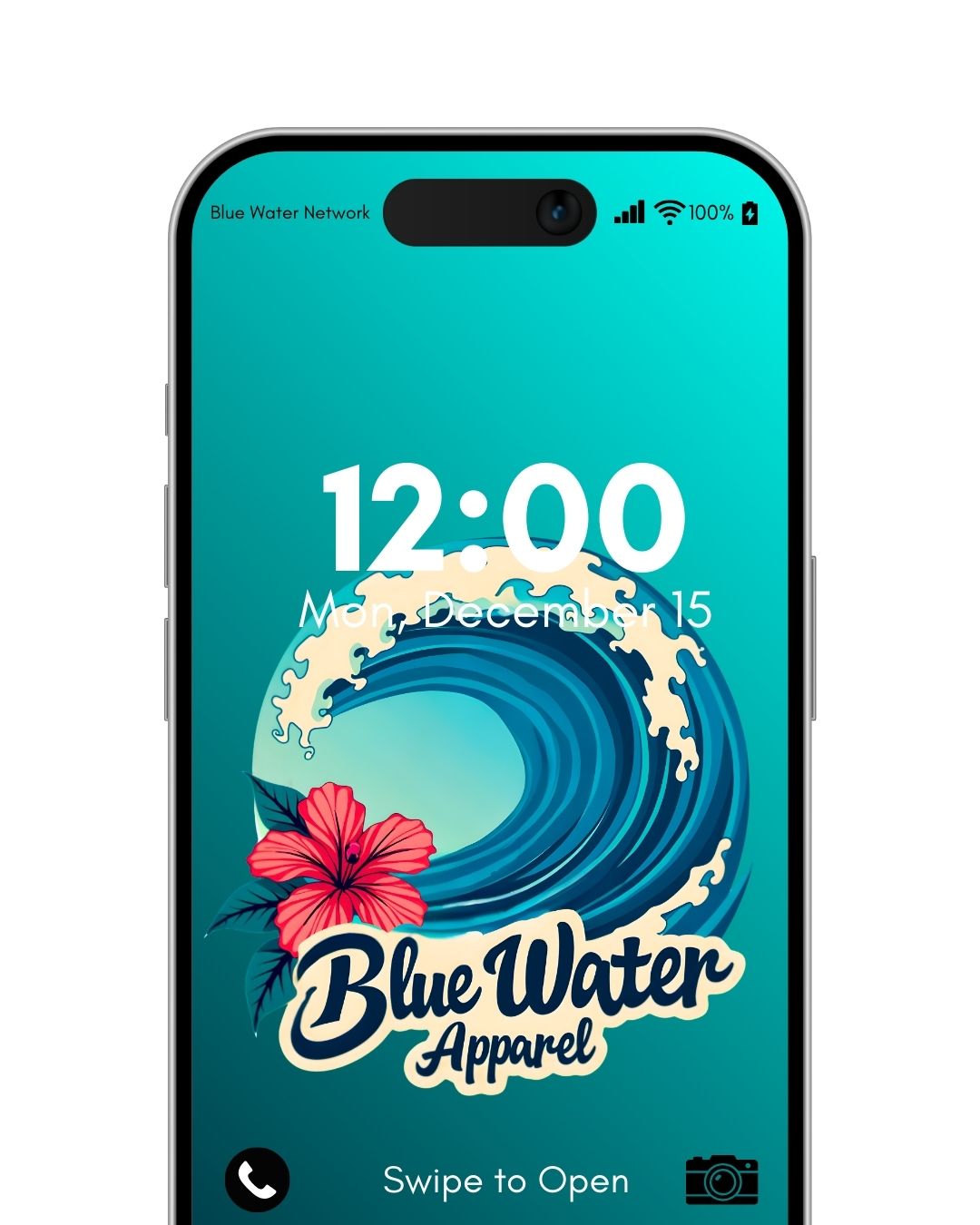 hibiscus wave turquoise android wallpaper mockup by blue water apparel