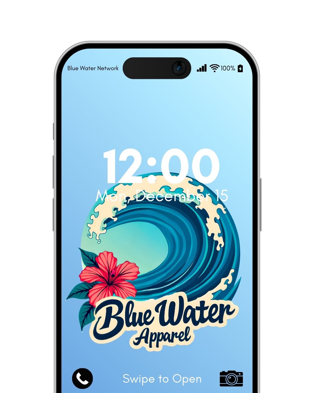 hibiscus wave light blue android wallpaper mockup by blue water apparel