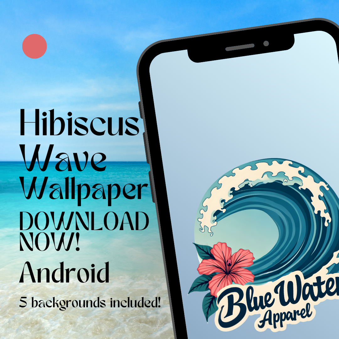hibiscus wave android wallpaper mockup with beach background by blue water apparel