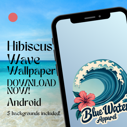 hibiscus wave android wallpaper mockup with beach background by blue water apparel