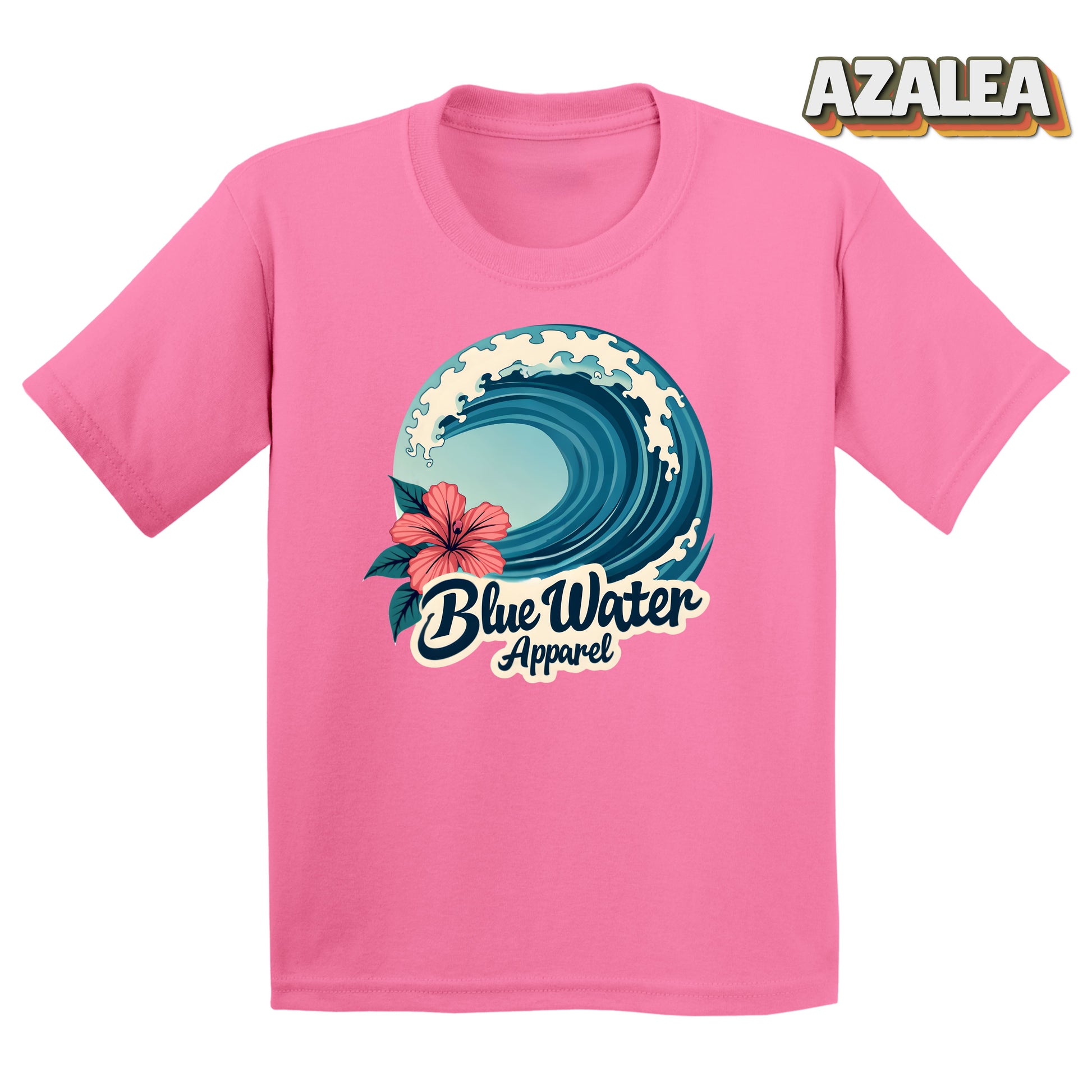 Flat lay of Azalea Hibiscus Wave tee by Blue Water Apparel