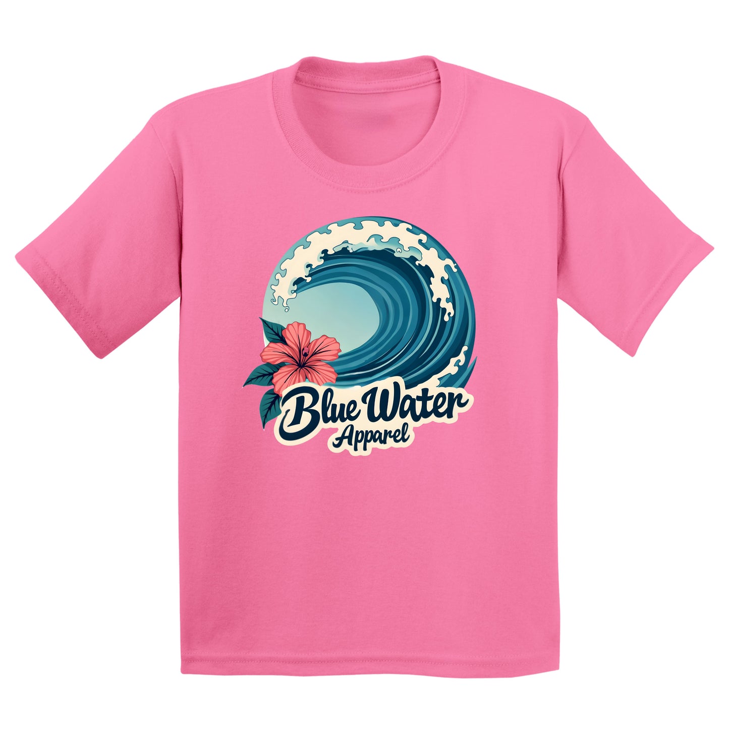 flat lay azalea hibiscus wave kids tee by blue water apparel