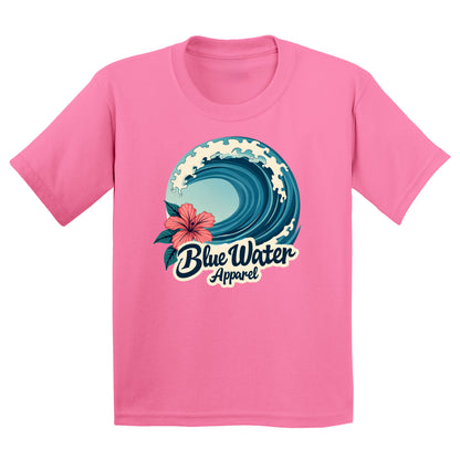flat lay azalea hibiscus wave kids tee by blue water apparel
