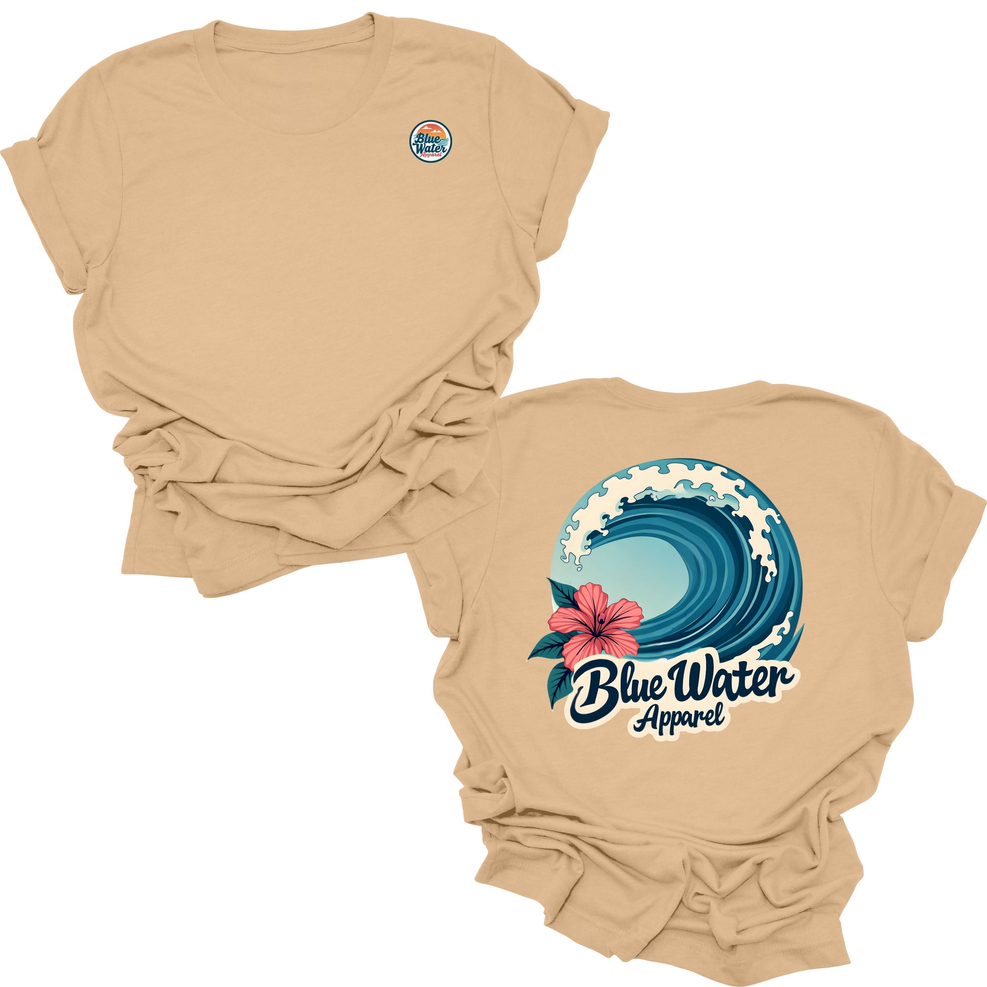 flat lay sand dune hibiscus wave tee by blue water apparel