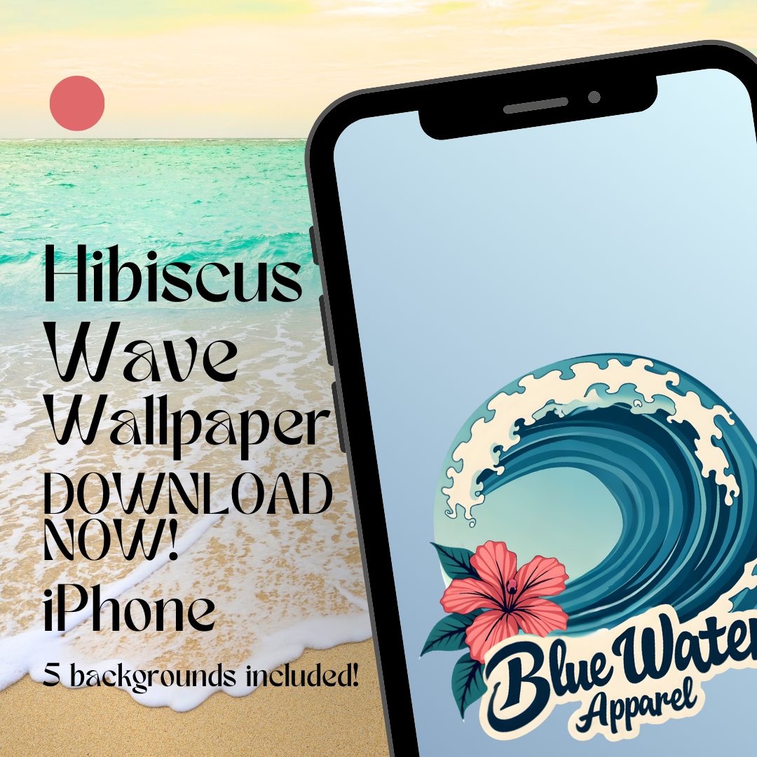 hibiscus wave iphone wallpaper mockup with beach background by blue water apparel