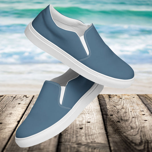 Indigo Blue Men’s Slip-On Canvas Shoes to Match Our Vintage & Retro Collections Hooded Sweatshirts!