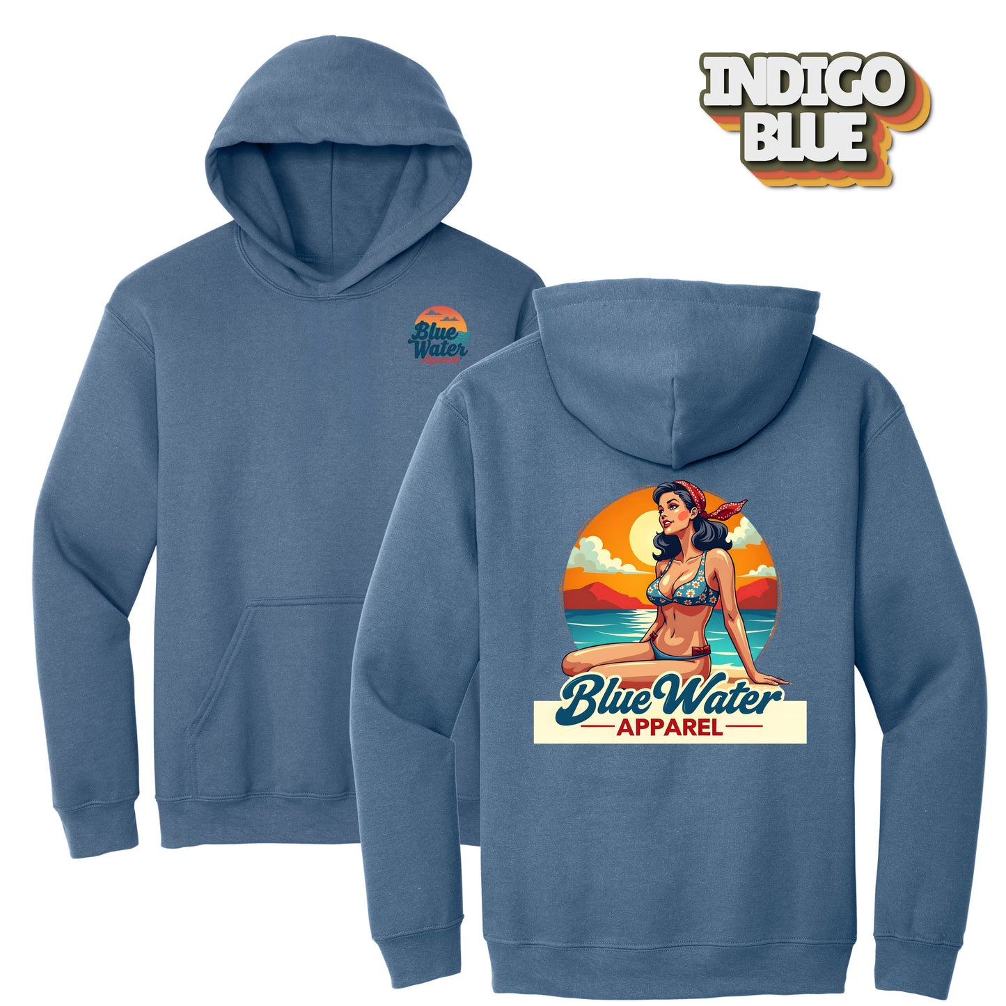 Vintage Graphic Hoodie - Vintage Pin-Up by Blue Water Apparel