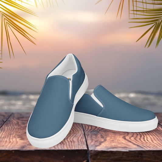 Indigo Blue Women’s Slip-On Canvas Shoes to Match Our Vintage & Retro Collection Hooded Sweatshirts!