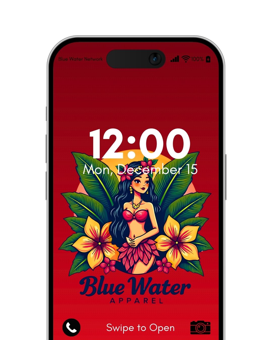 Island girl red android wallpaper mockup by blue water apparel