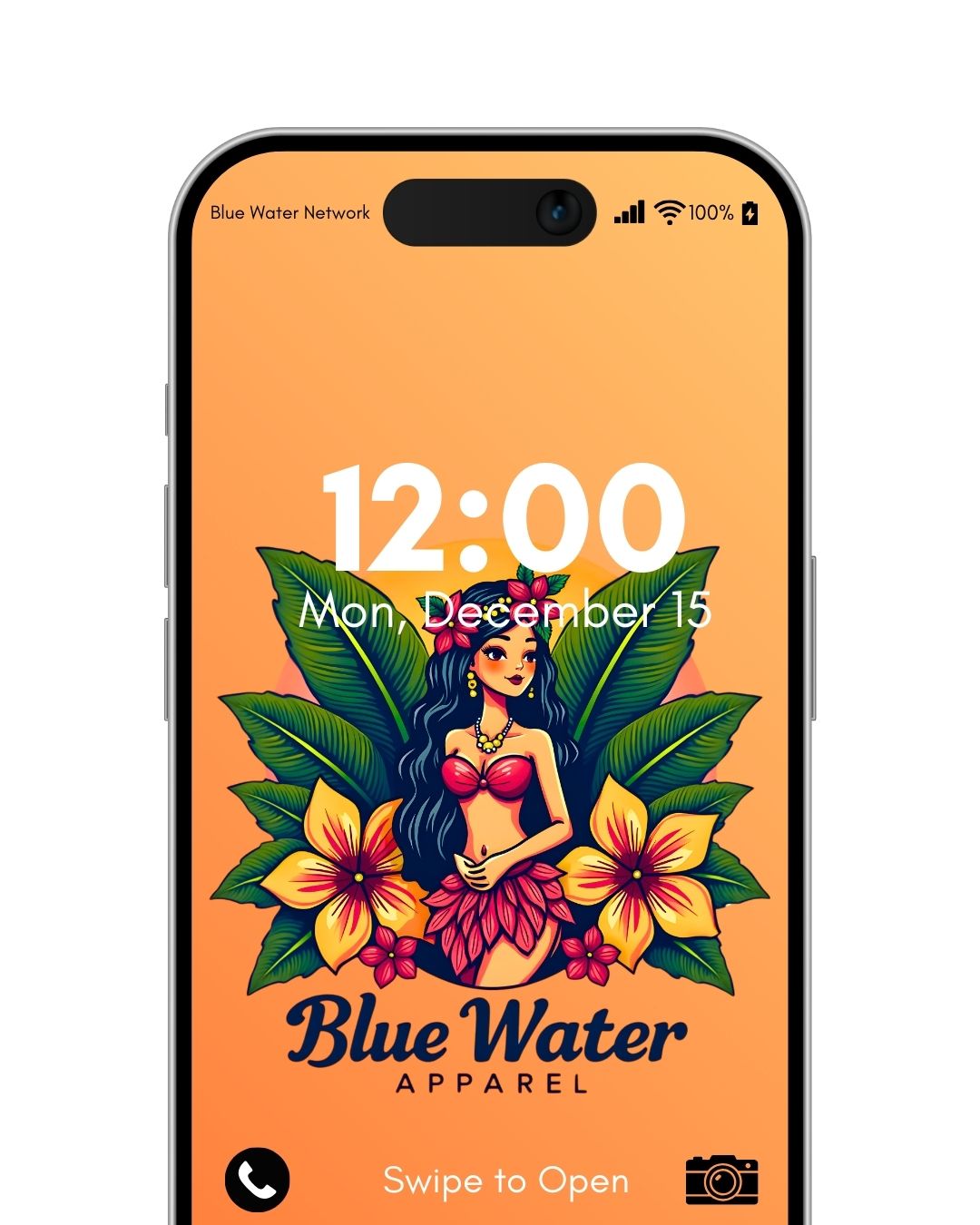 Island girl orange android wallpaper mockup by blue water apparel