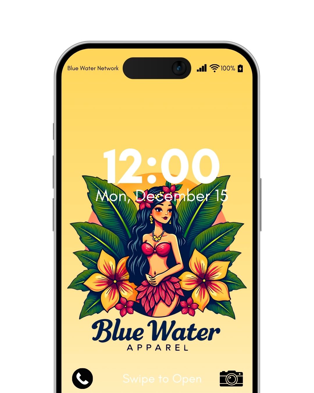 Island girl yellow android wallpaper mockup by blue water apparel