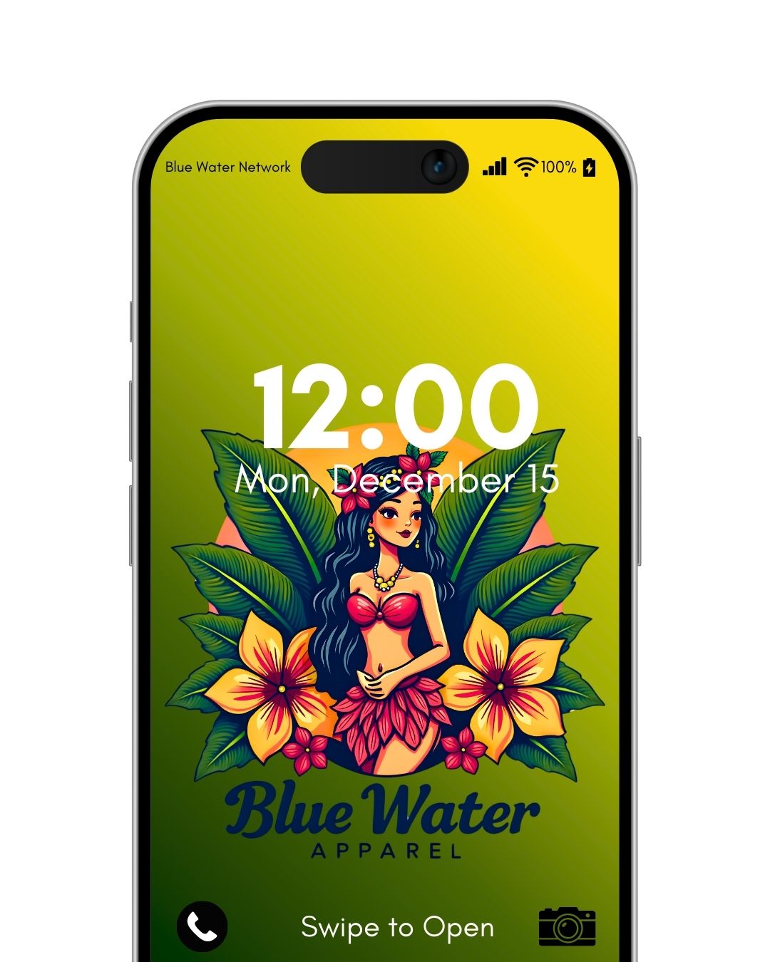 Island girl fern green android wallpaper mockup by blue water apparel