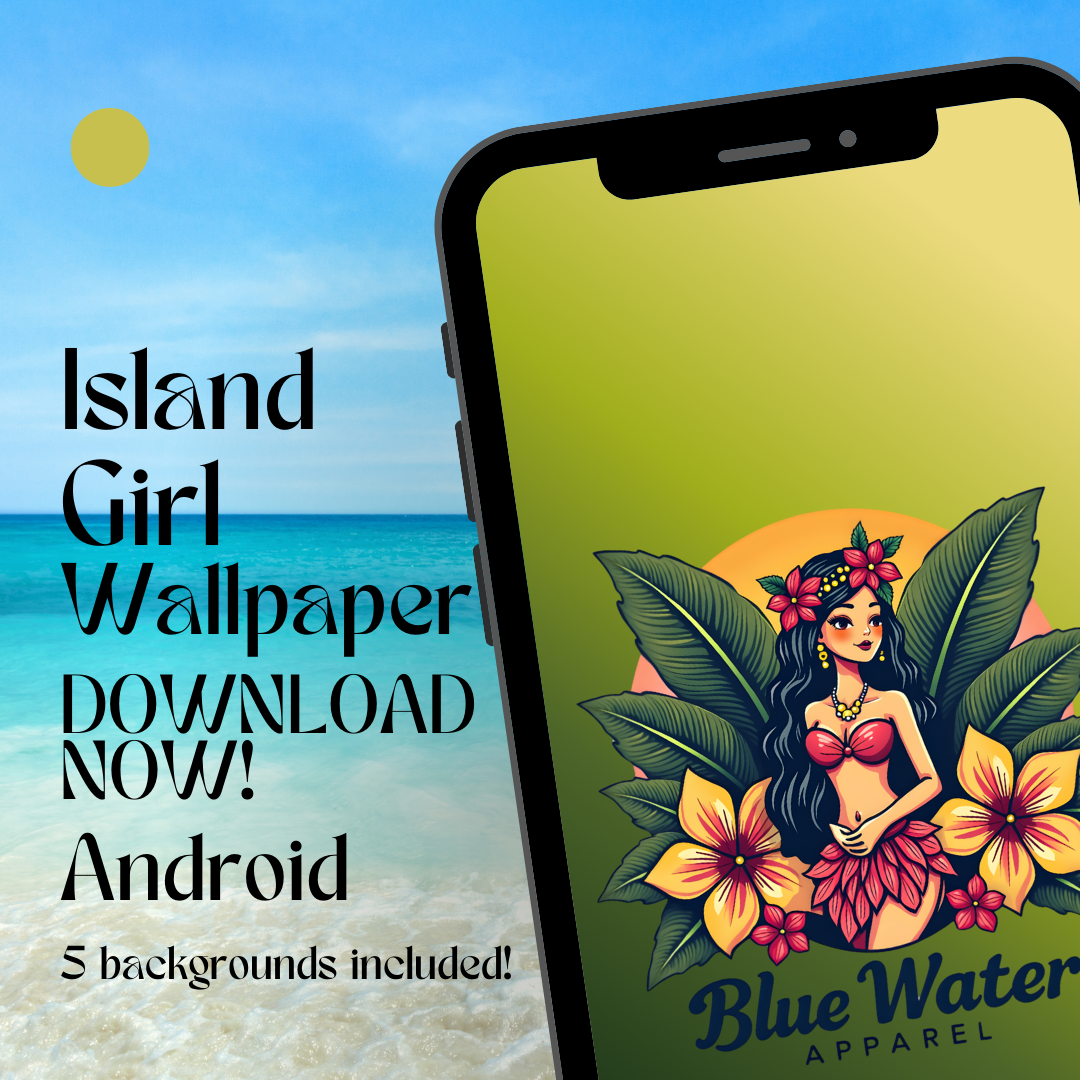 island girl android wallpaper mockup with beach background by blue water apparel