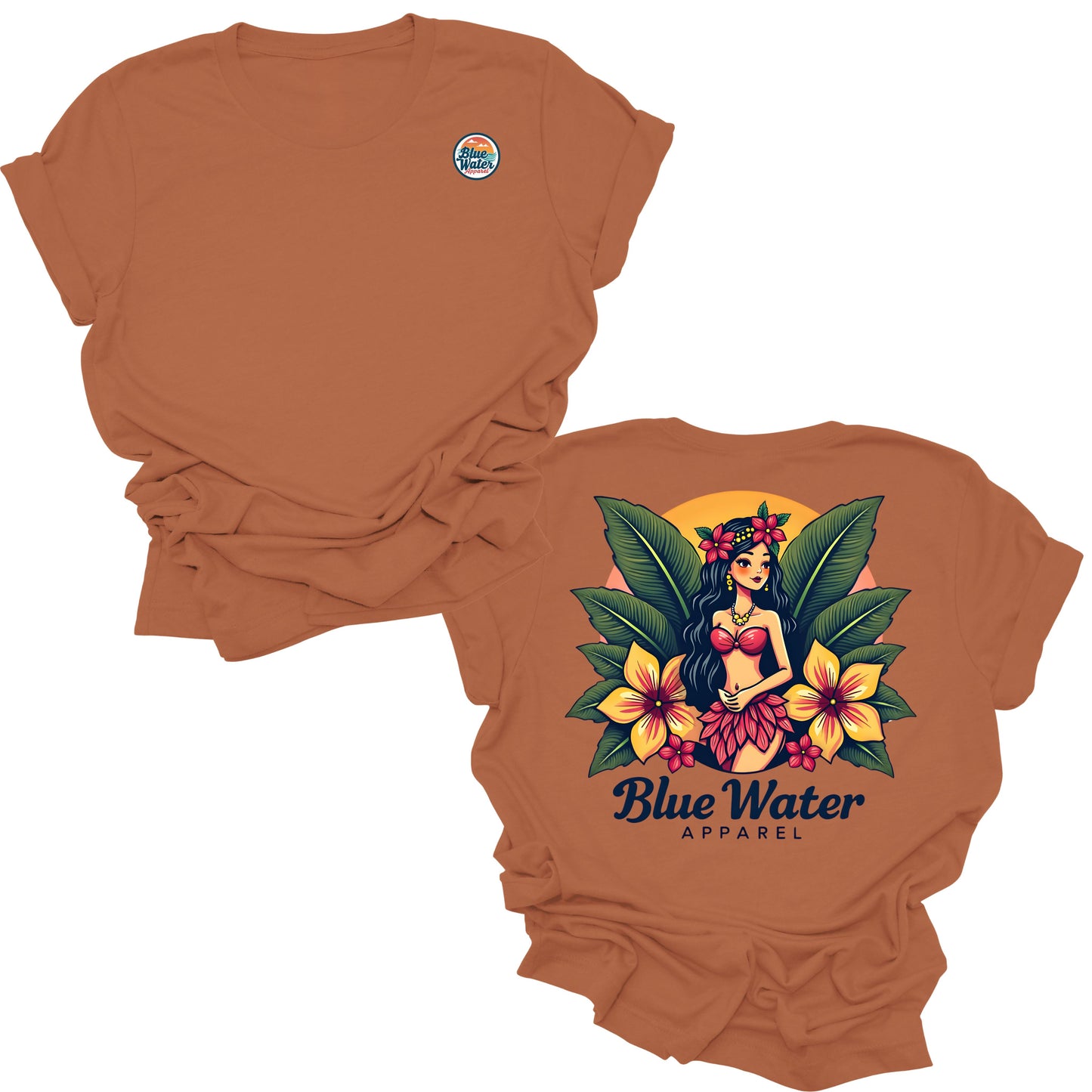 flat lay autumn island girl tee by blue water apparel