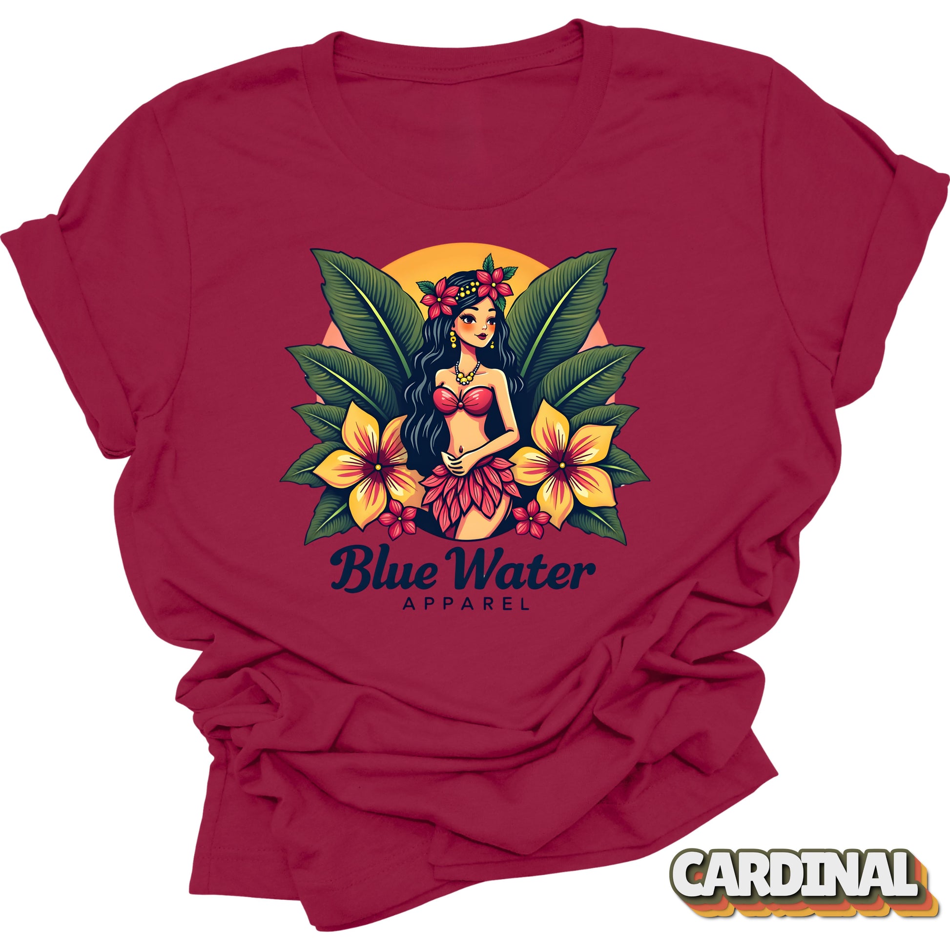 flat lay front graphic cardinal island girl tee by blue water apparel