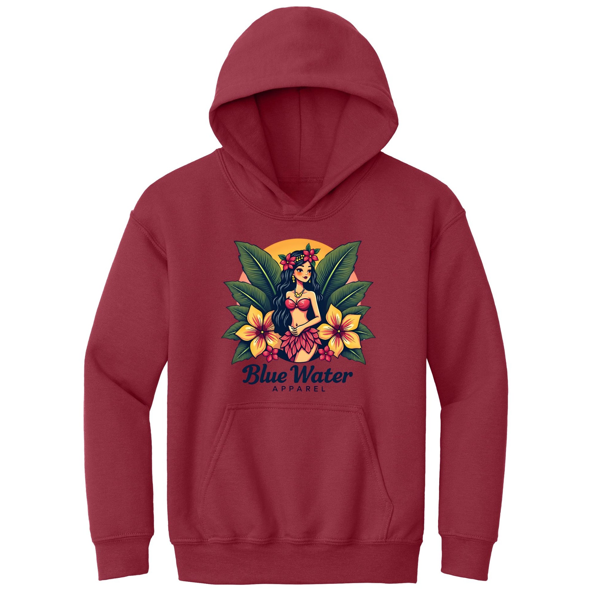 flat lay cardinal red island girl kids hoodie by blue water apparel