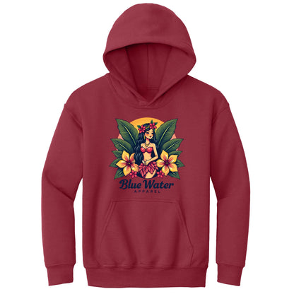 flat lay cardinal red island girl kids hoodie by blue water apparel