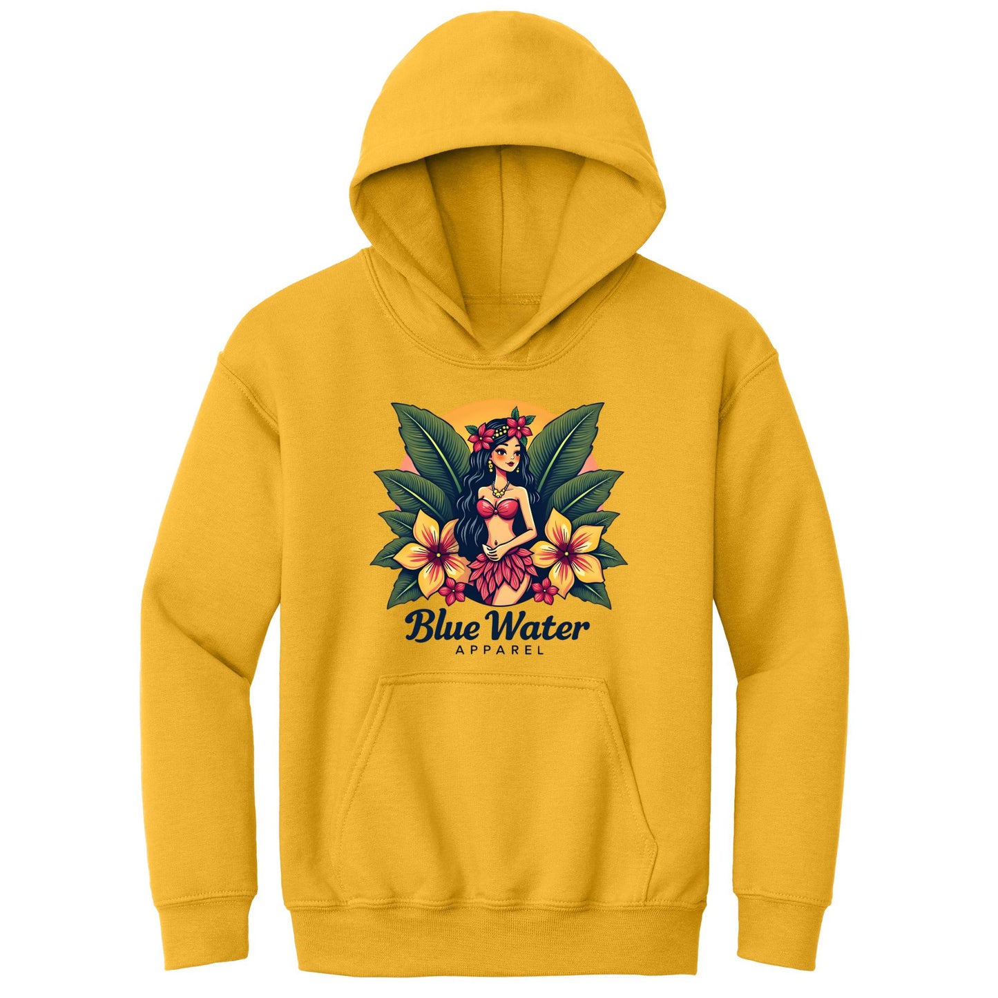 flat lay gold island girl kids hoodie by blue water apparel