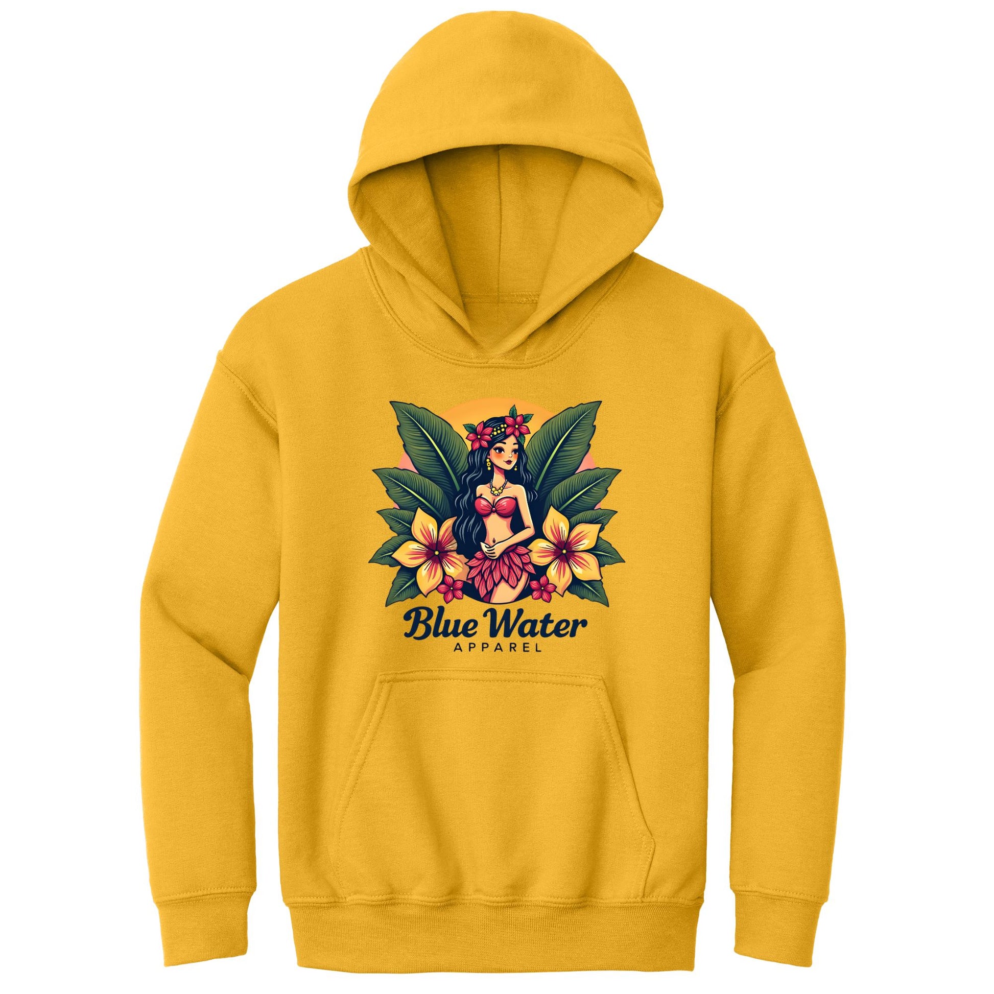 flat lay gold island girl kids hoodie by blue water apparel