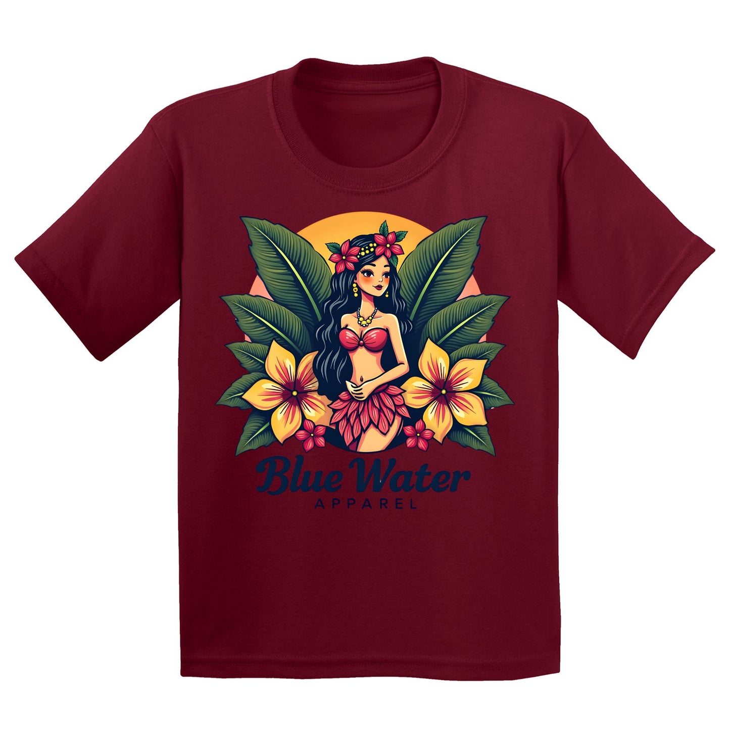 flat lay cardinal red island girl kids tee by blue water apparel
