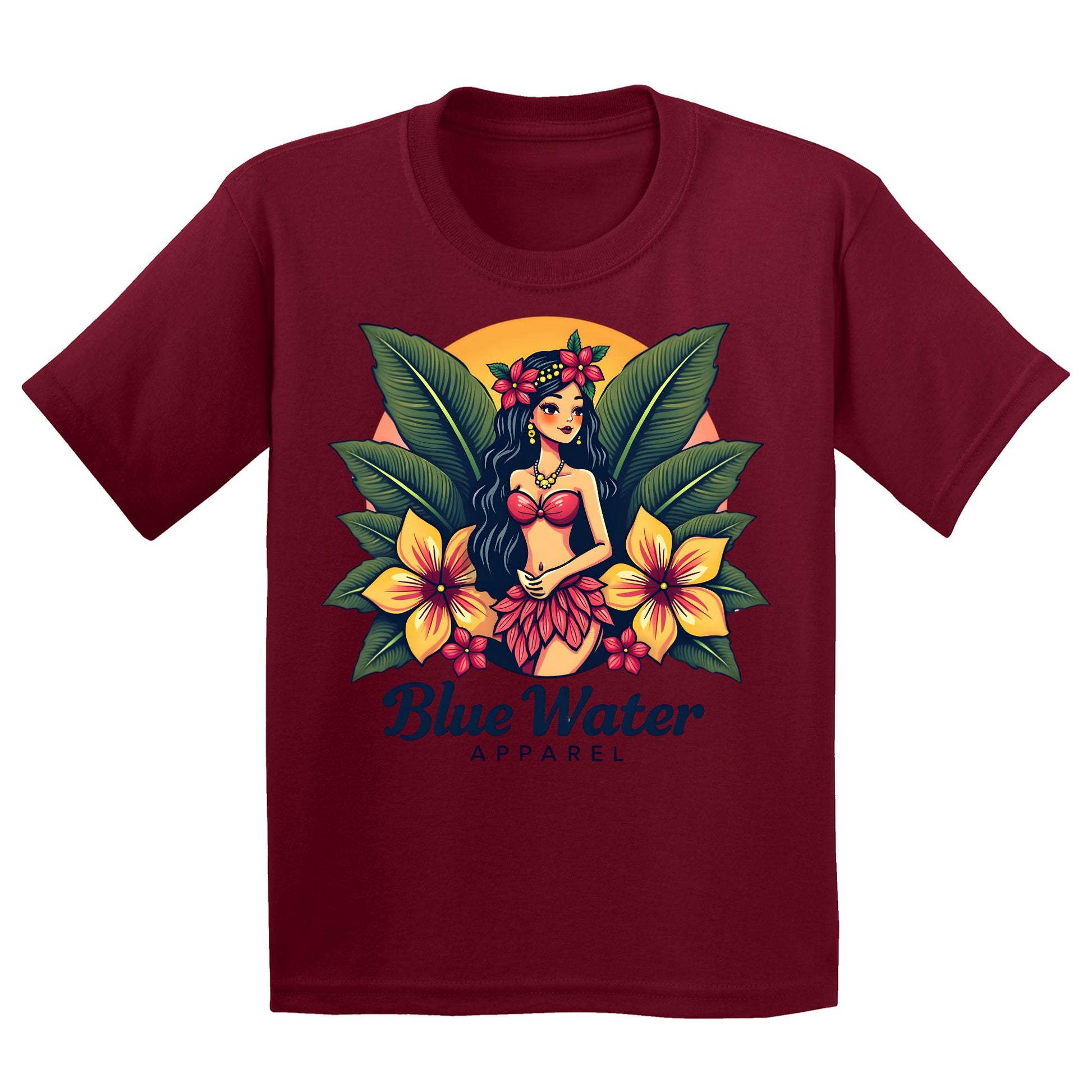 flat lay cardinal red island girl kids tee by blue water apparel
