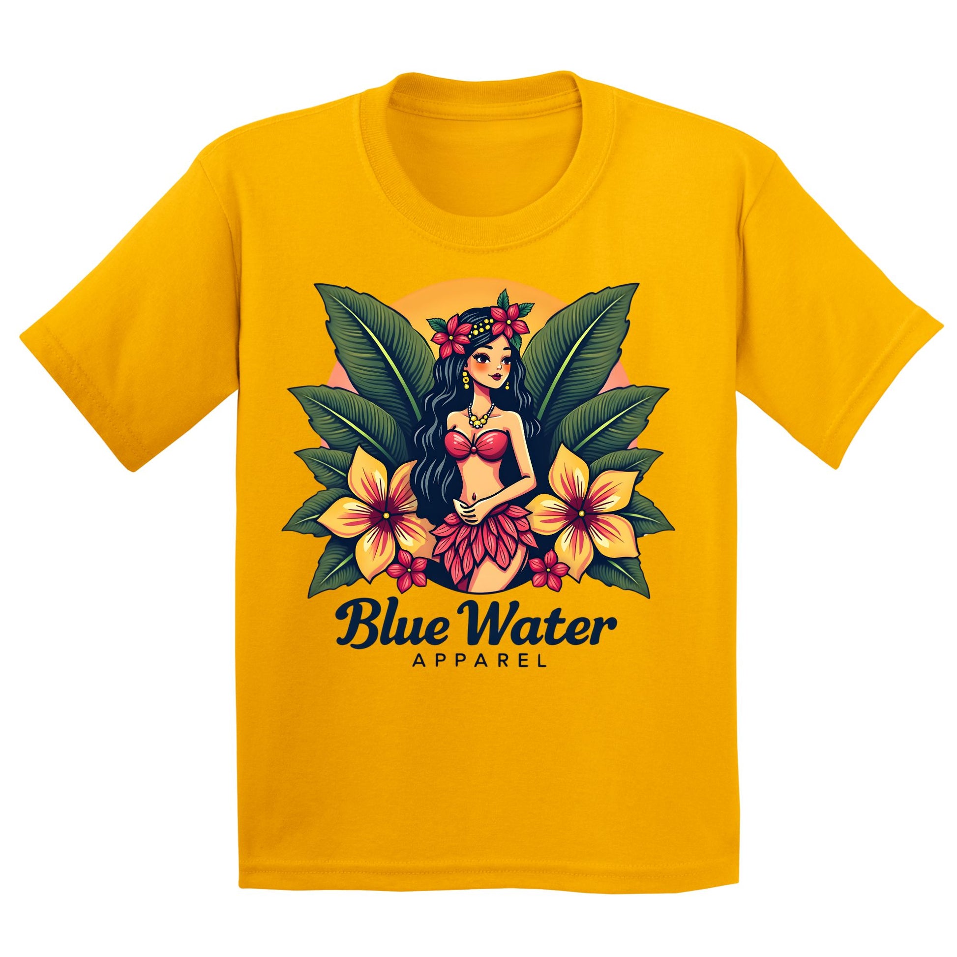 flat lay gold island girl kids tee by blue water apparel