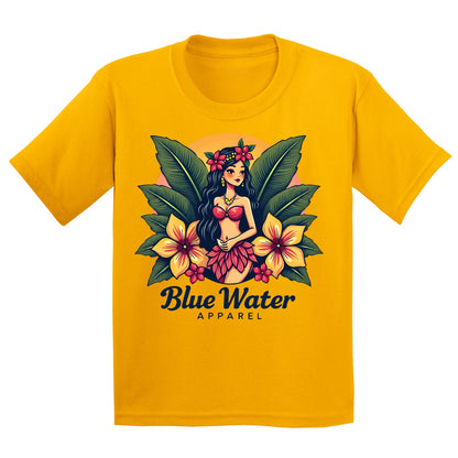 flat lay gold island girl kids tee by blue water apparel