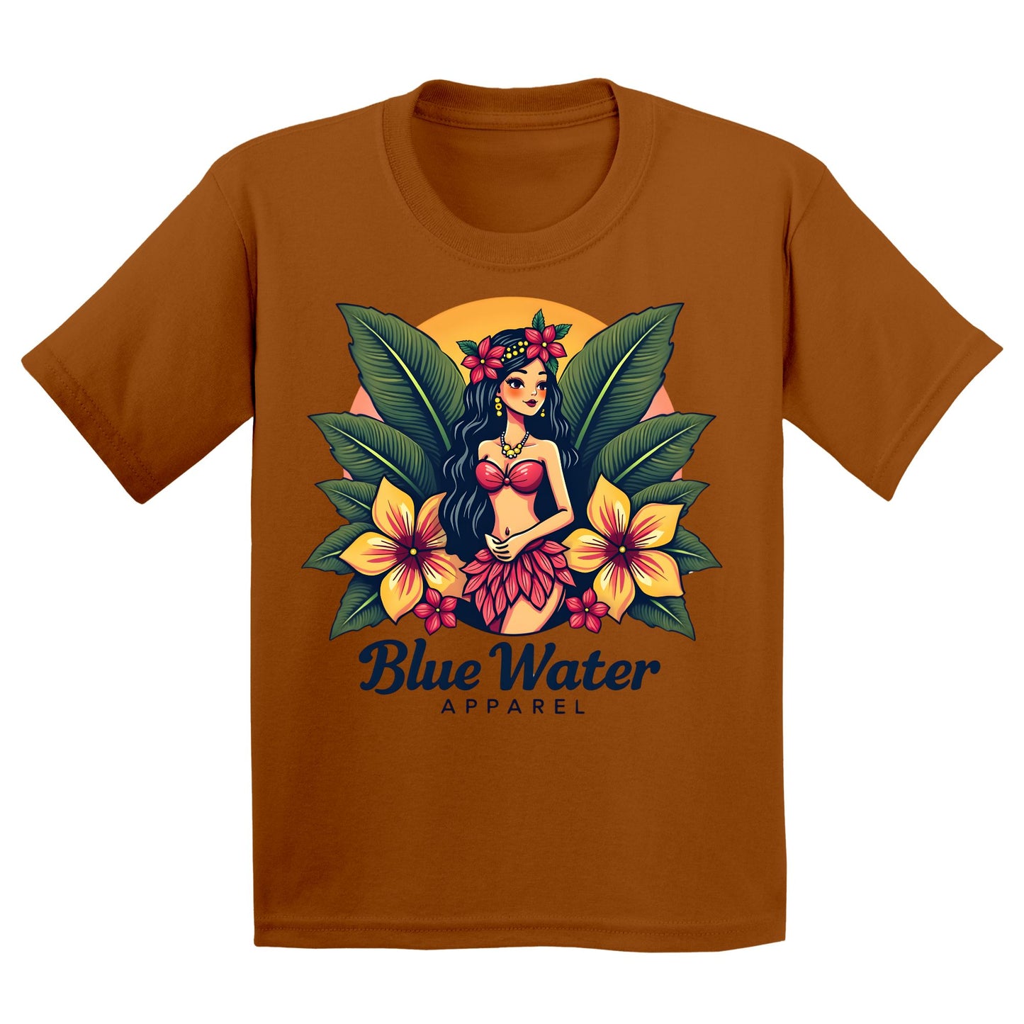 flat lay texas orange island girl kids tee by blue water apparel