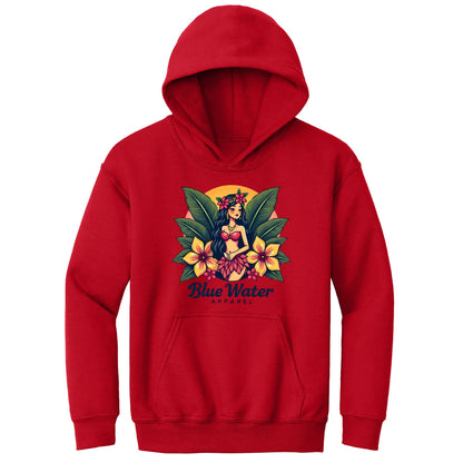 flat lay red island girl kids hoodie by blue water apparel