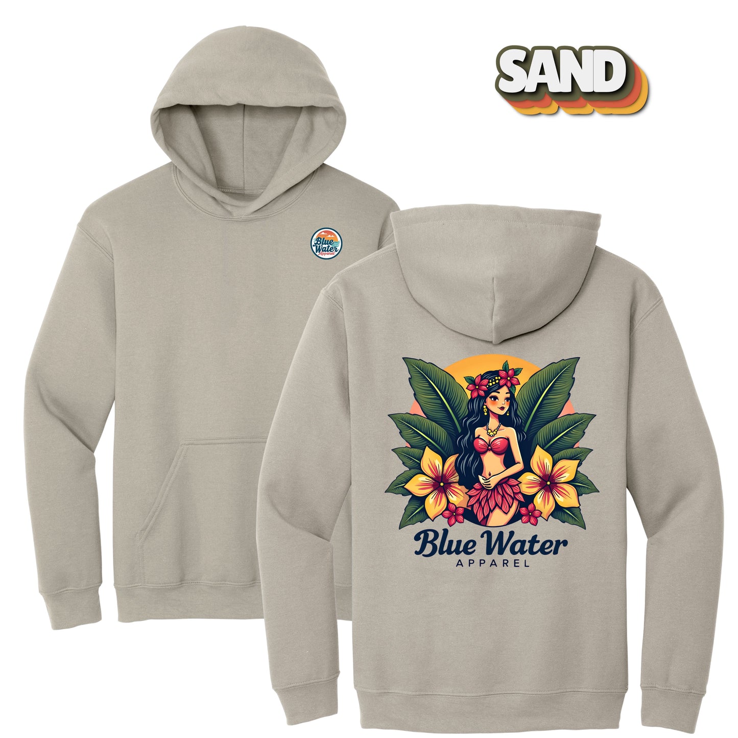 flat lay sand island girl hoodie by blue water apparel
