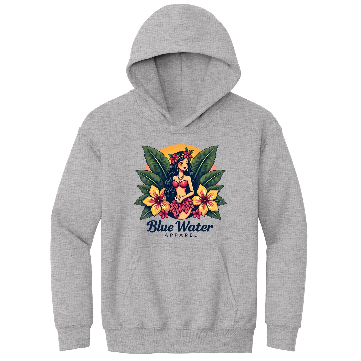 flat lay sport grey island girl kids hoodie by blue water apparel