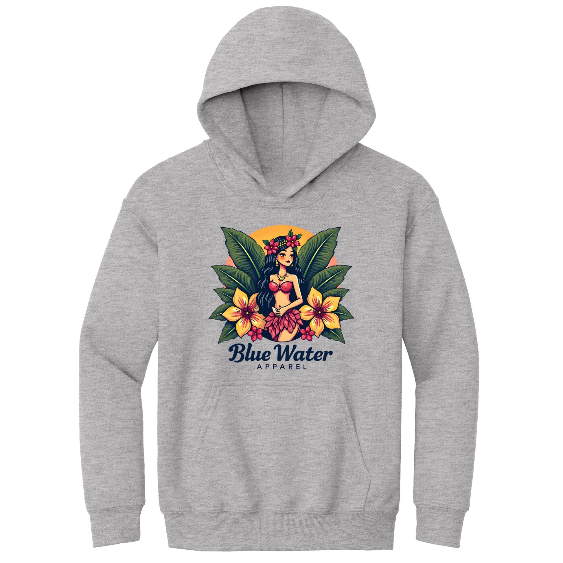 flat lay sport grey island girl kids hoodie by blue water apparel