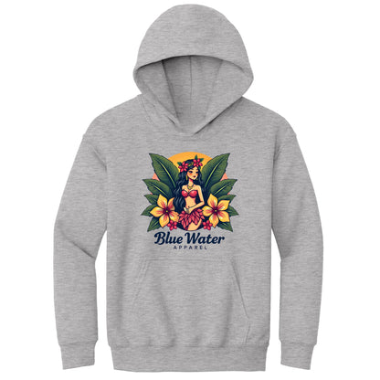 flat lay sport grey island girl kids hoodie by blue water apparel