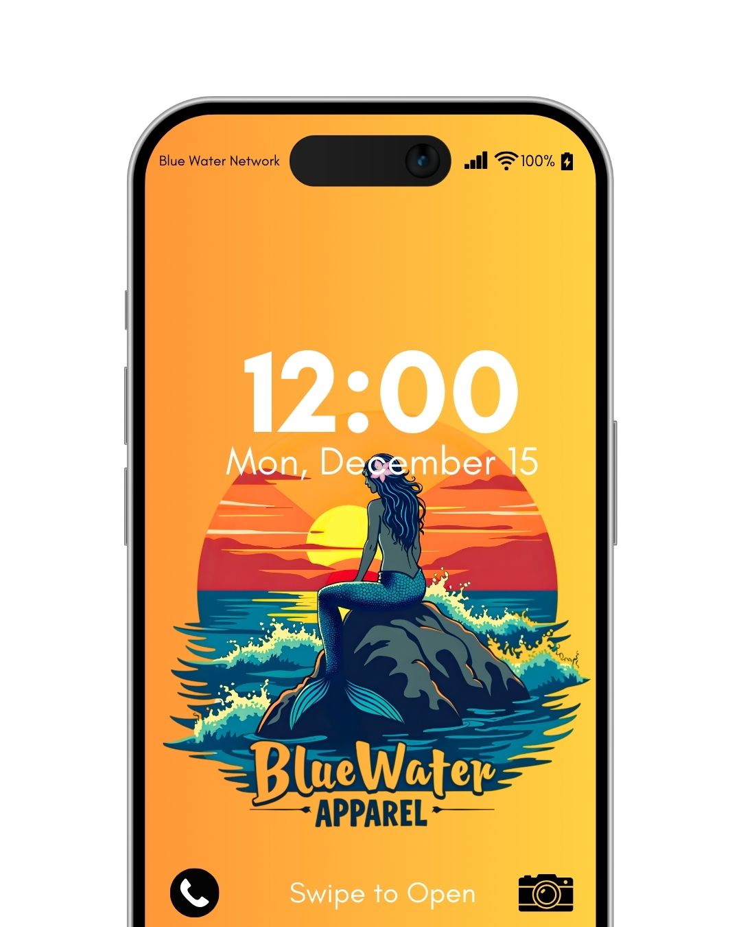 mermaid sunset orange yellow mockup by blue water apparel