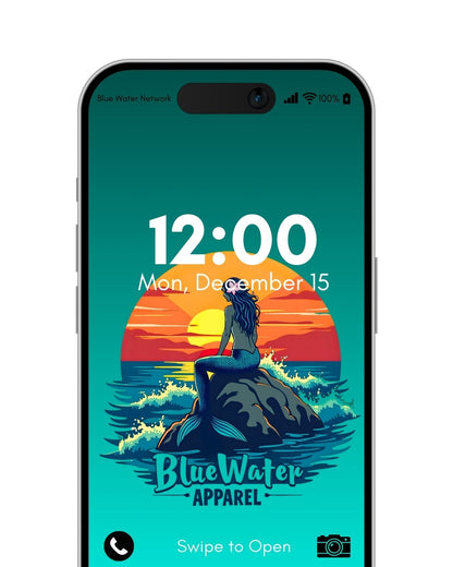 mermaid sunset deep turquoise mockup by blue water apparel