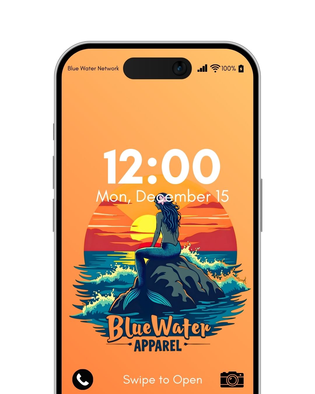 mermaid sunset orange mockup by blue water apparel