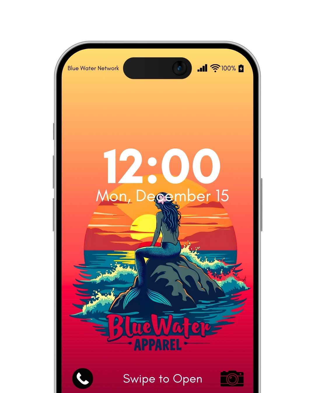 mermaid sunset orange red mockup by blue water apparel