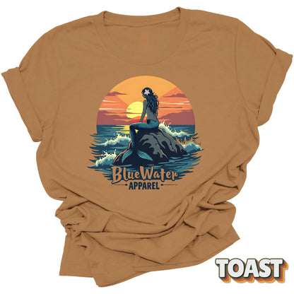 Front Graphic of Toast Mermaid Sunset tee by Blue Water Apparel
