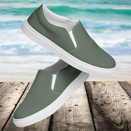 Military Green Men’s Slip-On Canvas Shoes to Match Our Vintage Collection T-Shirts!