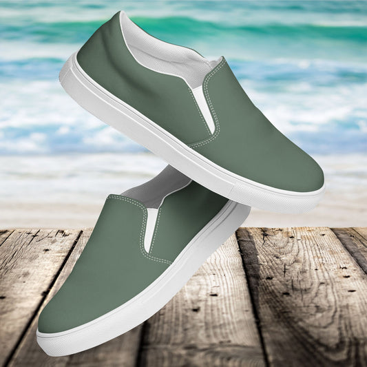 Military Green Men’s Slip-On Canvas Shoes to Match Our Vintage Collection Hooded Sweatshirts!